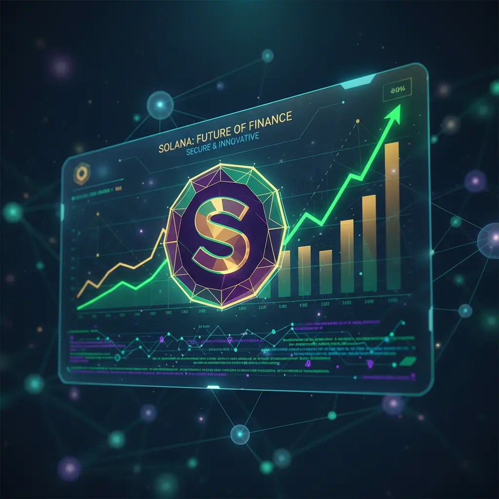 Conceptual image of Deleion Capital's Solana investment platform interface with upward charts