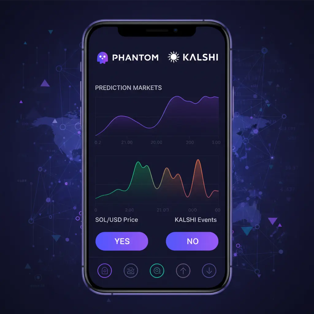 Visualization of Phantom wallet integrating Kalshi prediction markets on Solana network