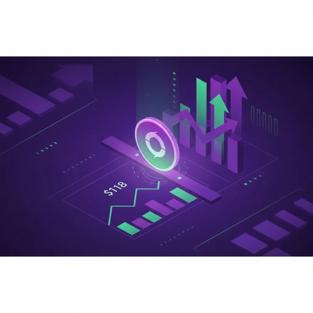 Solana price chart showing support level at 118 dollars with ETF inflow bars