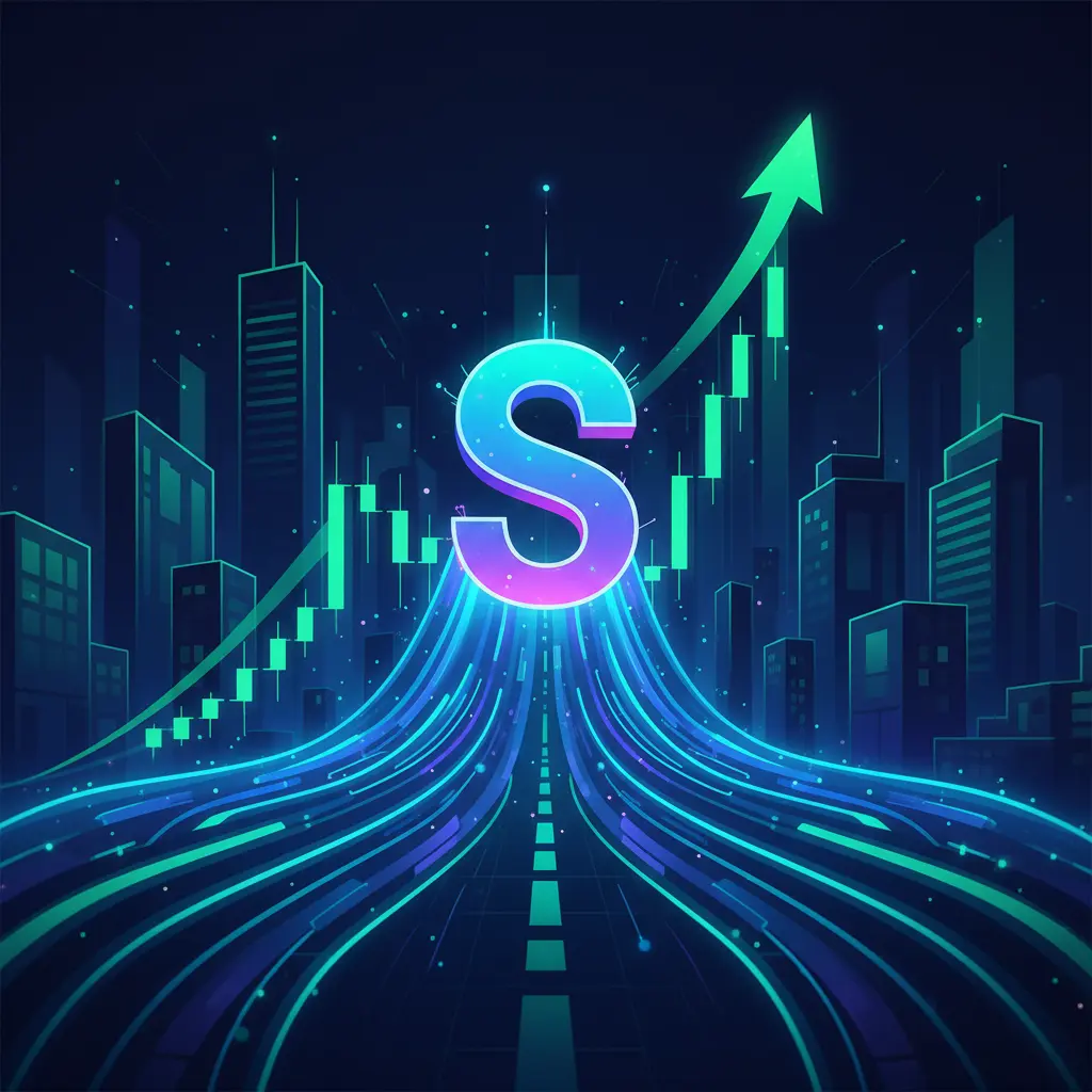 Digital art showing institutional money flowing into the Solana ecosystem via ETFs, with upward trending charts.