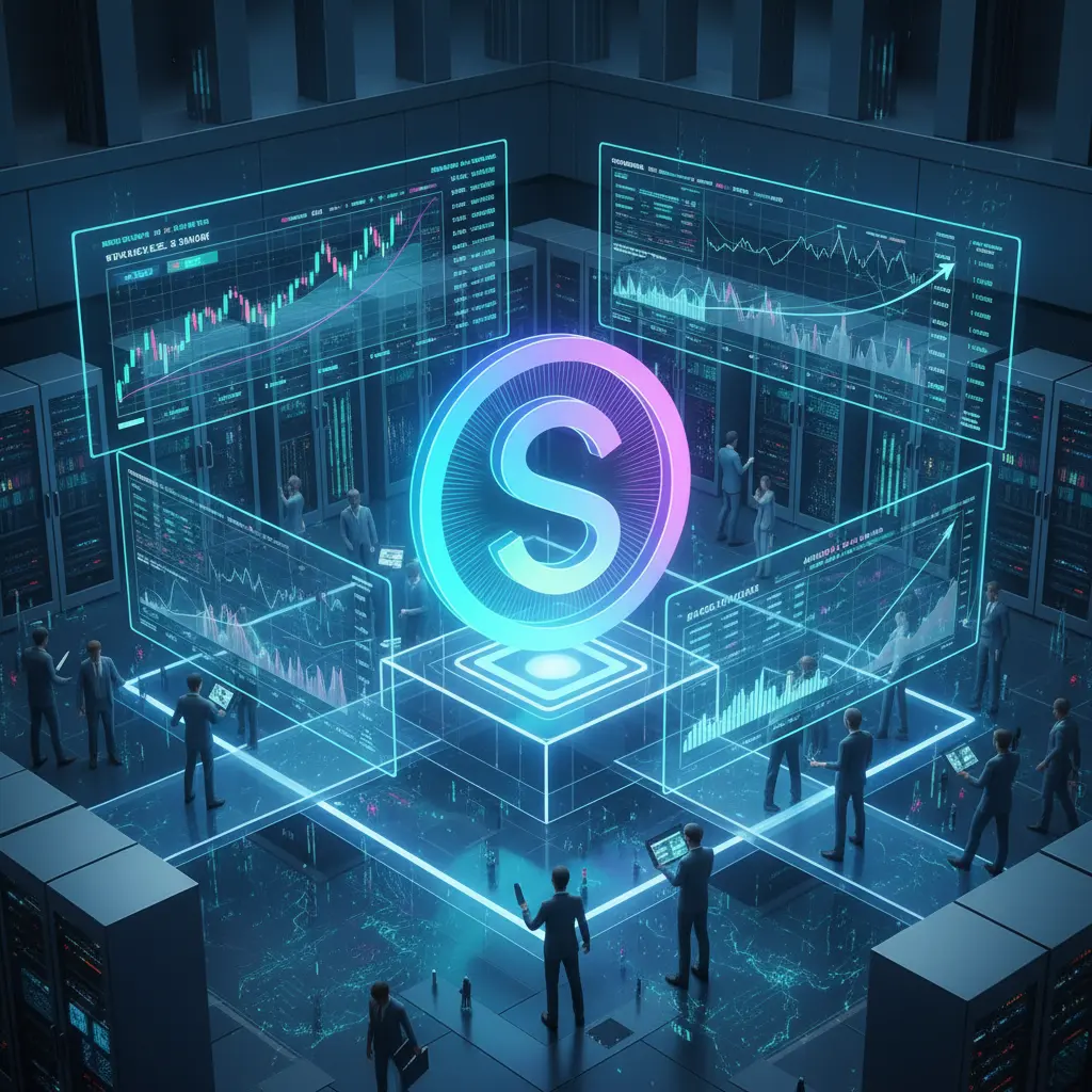 Digital illustration representing the growth of the Solana ETF market with glowing logos and financial charts.