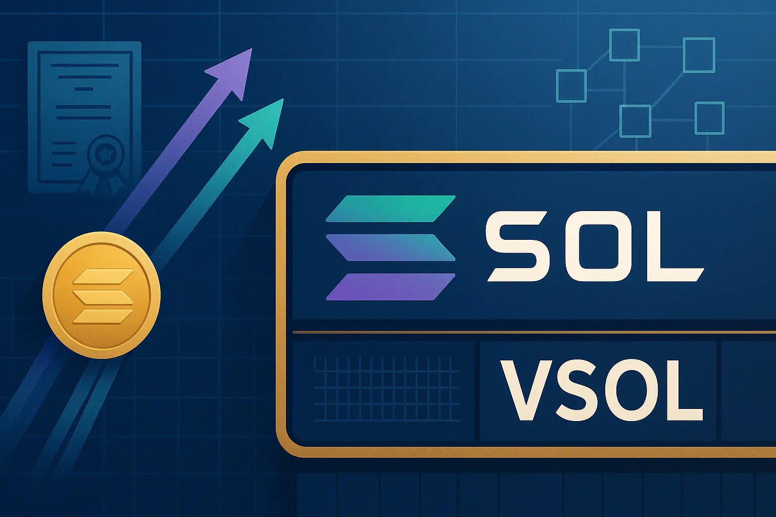 Visual representation of Solana ETF structure combining traditional finance with blockchain staking rewards