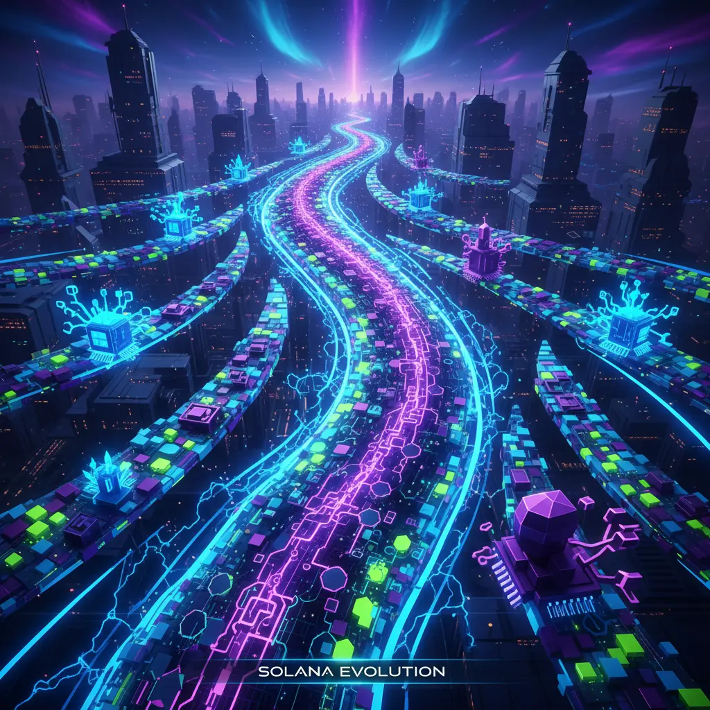 Abstract visualization of Solana's network upgrading with new block-building infrastructure