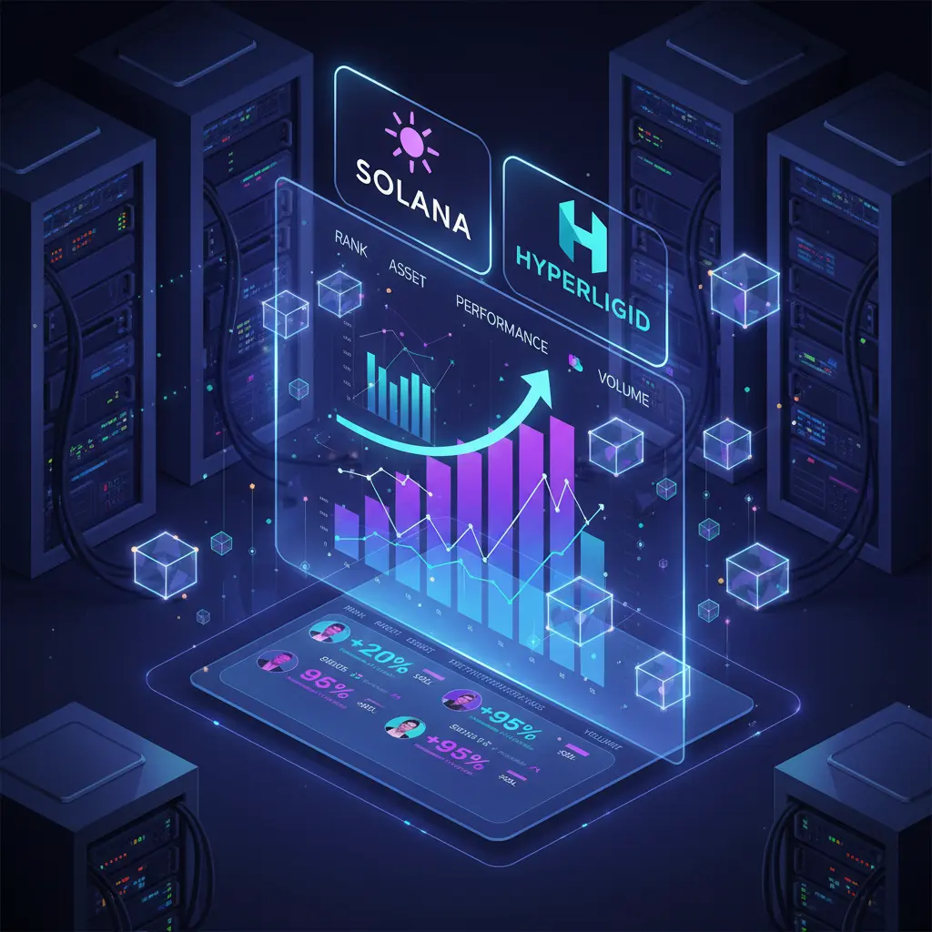 3D visualization of Solana and Hyperliquid revenue growth charts overtaking Ethereum
