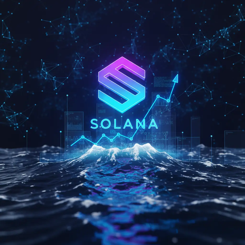 Chart visualization showing Solana active addresses doubling alongside rising price action against a backdrop of market volatility