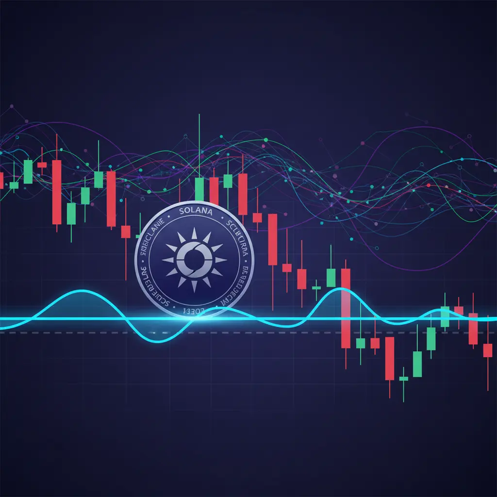 Candlestick chart showing Solana's price testing the $175 support level with technical indicators.