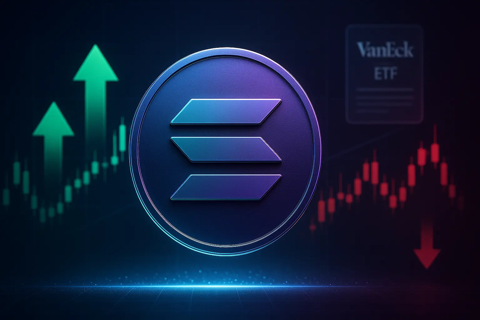 Visual representation of Solana price action with institutional buying and selling flow indicators