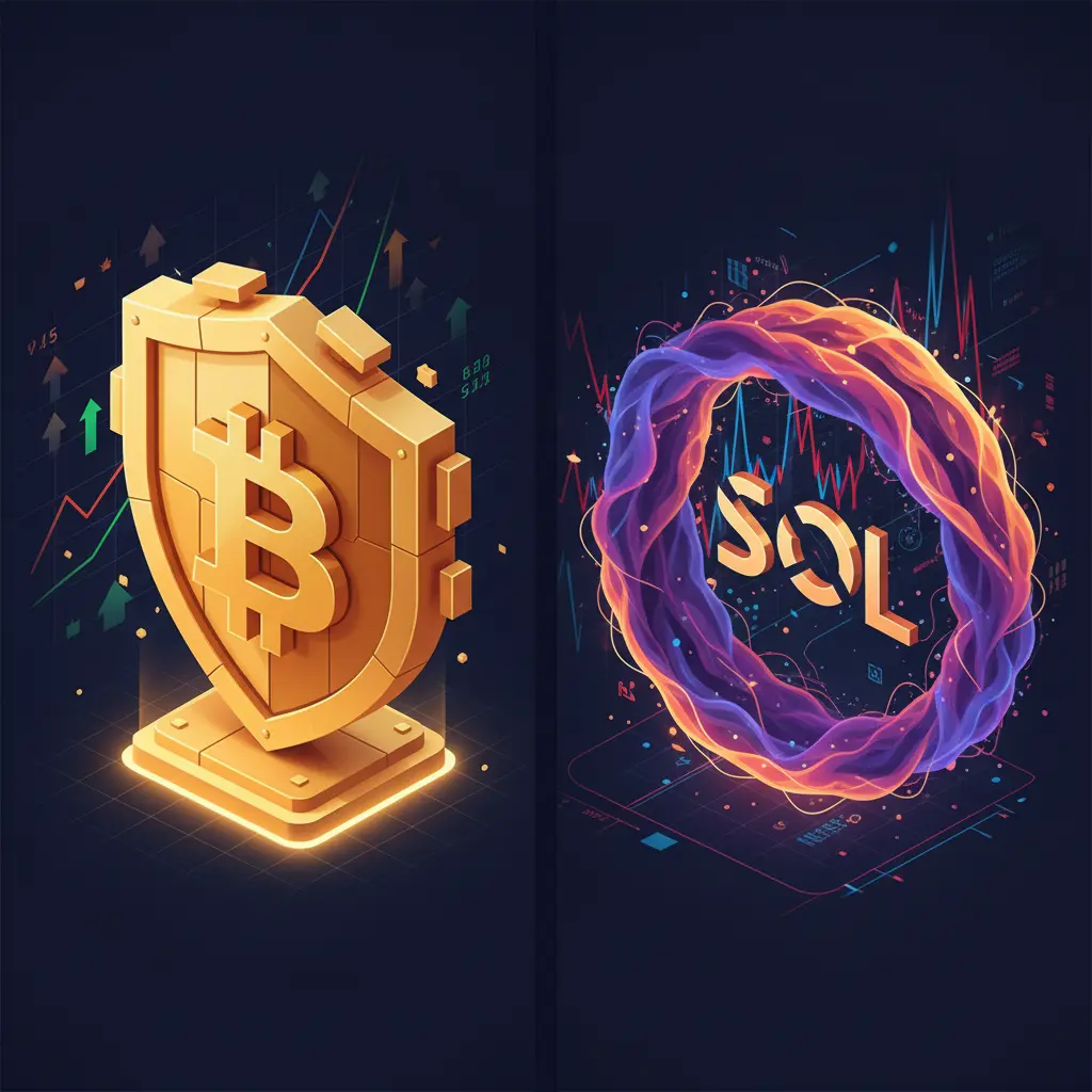 Chart comparing Solana 87 percent volatility against Bitcoin 43 percent volatility