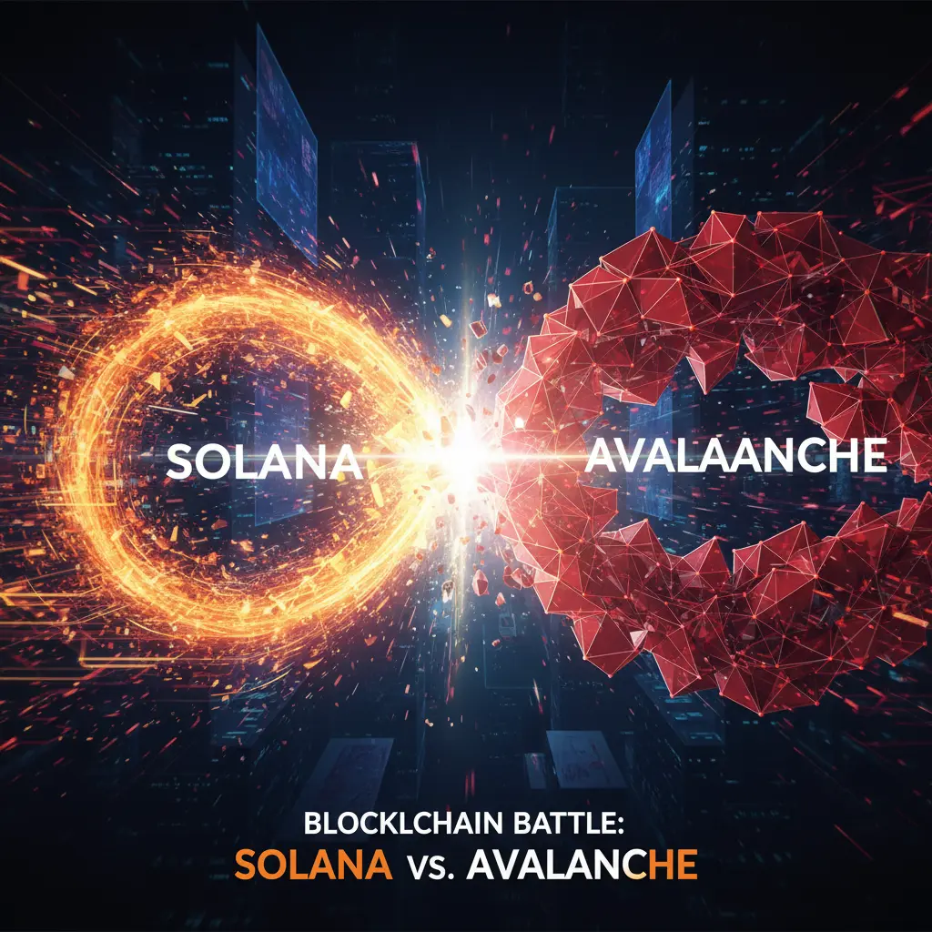 Digital illustration comparing Solana speed against Avalanche subnet structure