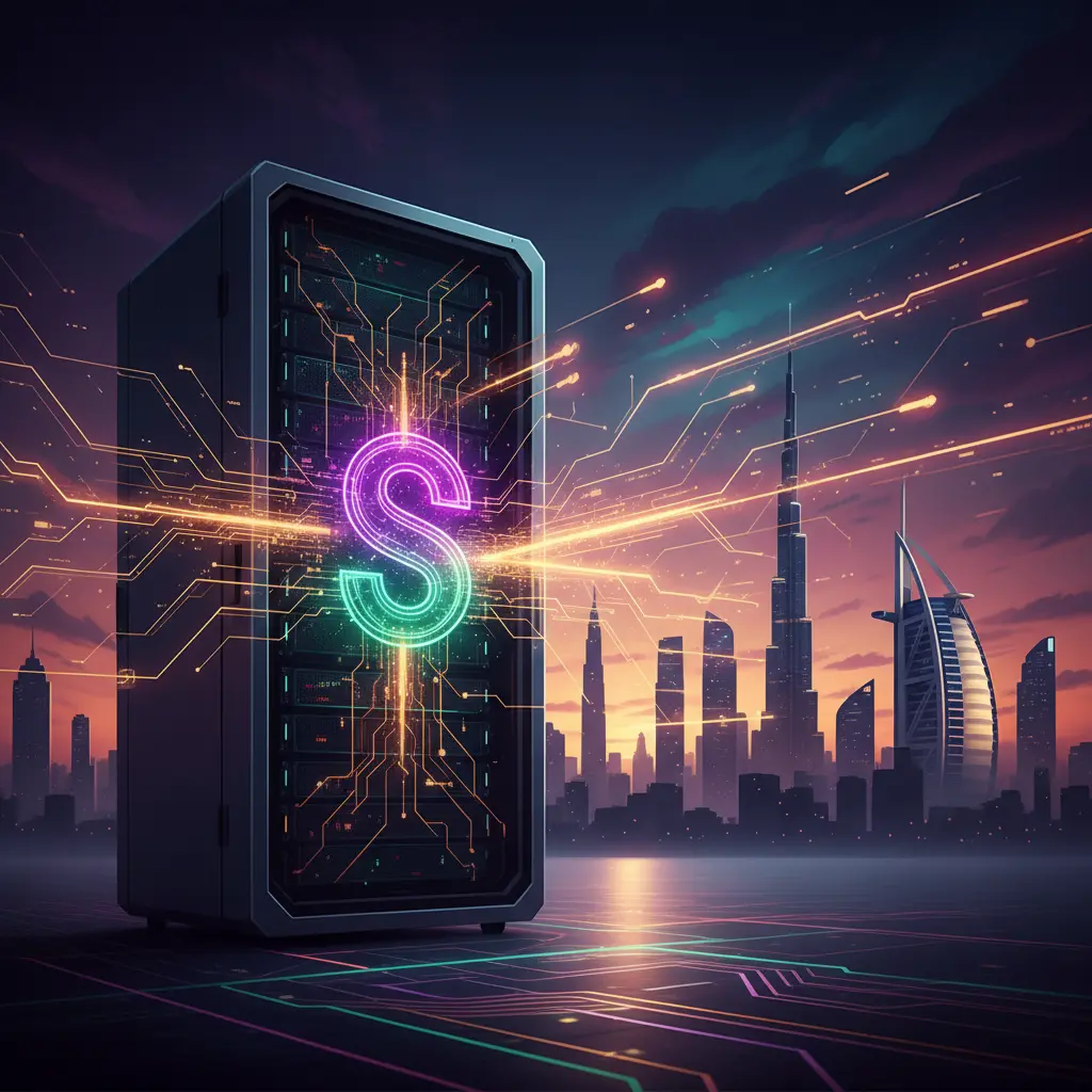 Digital representation of a Solana validator node operating in the UAE